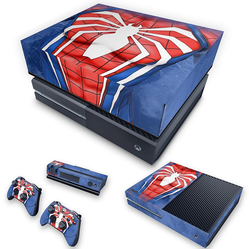KIT Capa Anti Poeira e Skin Anti-Rage Xbox One Fat - Spider-Man Homem Aranha 2