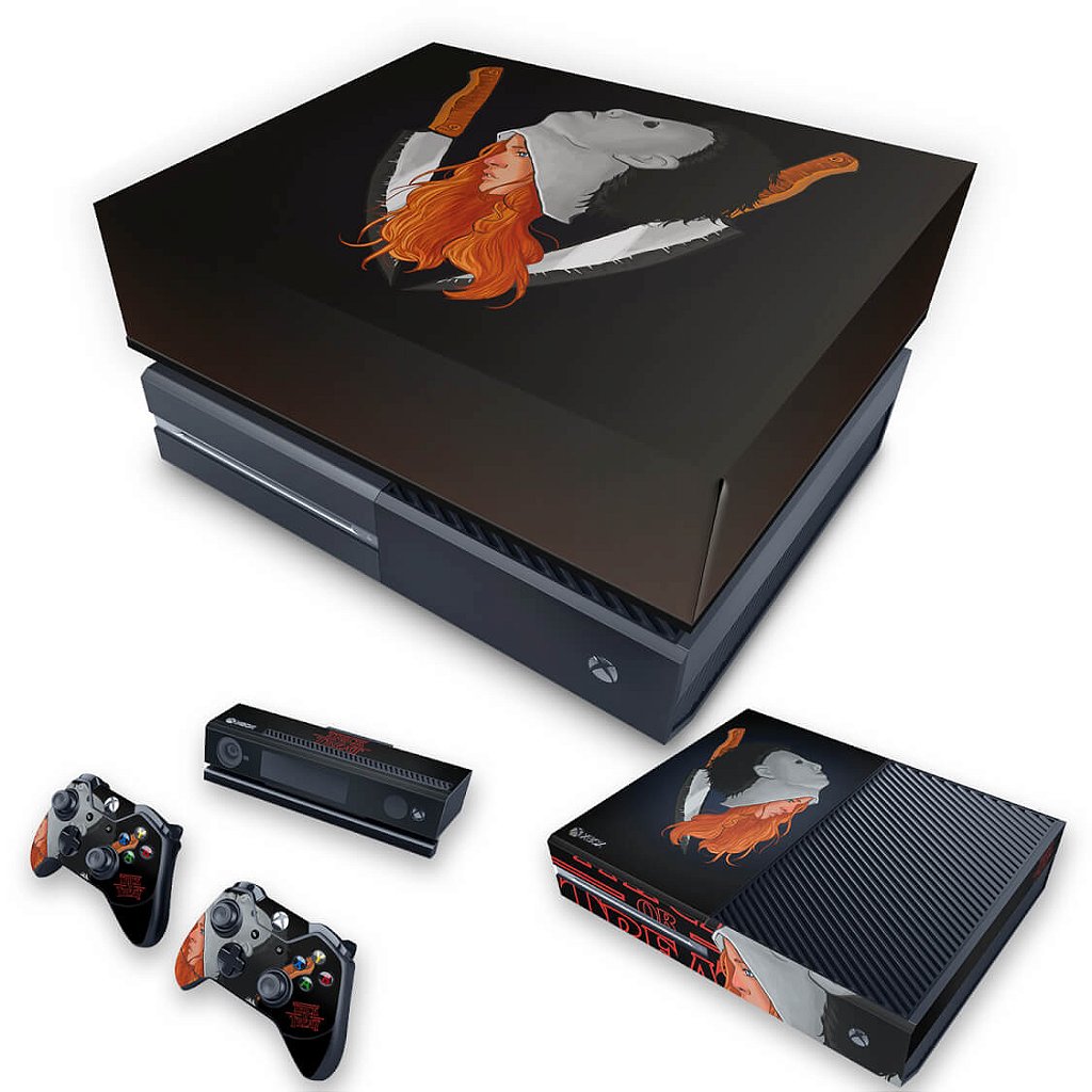 KIT Capa Anti Poeira e Skin Anti-Rage Xbox One Fat - Stranger Things Max