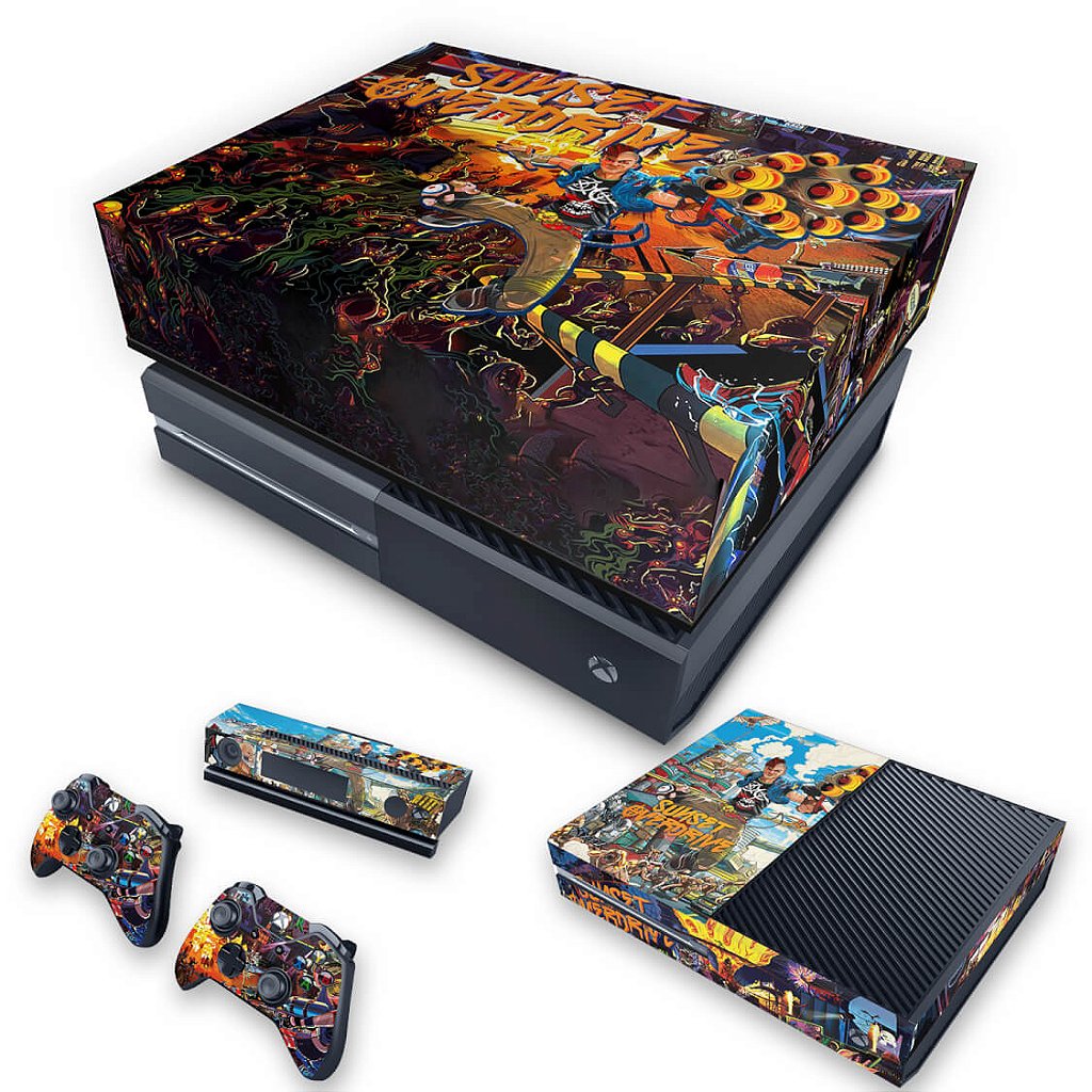 KIT Capa Anti Poeira e Skin Anti-Rage Xbox One Fat - Sunset Overdrive