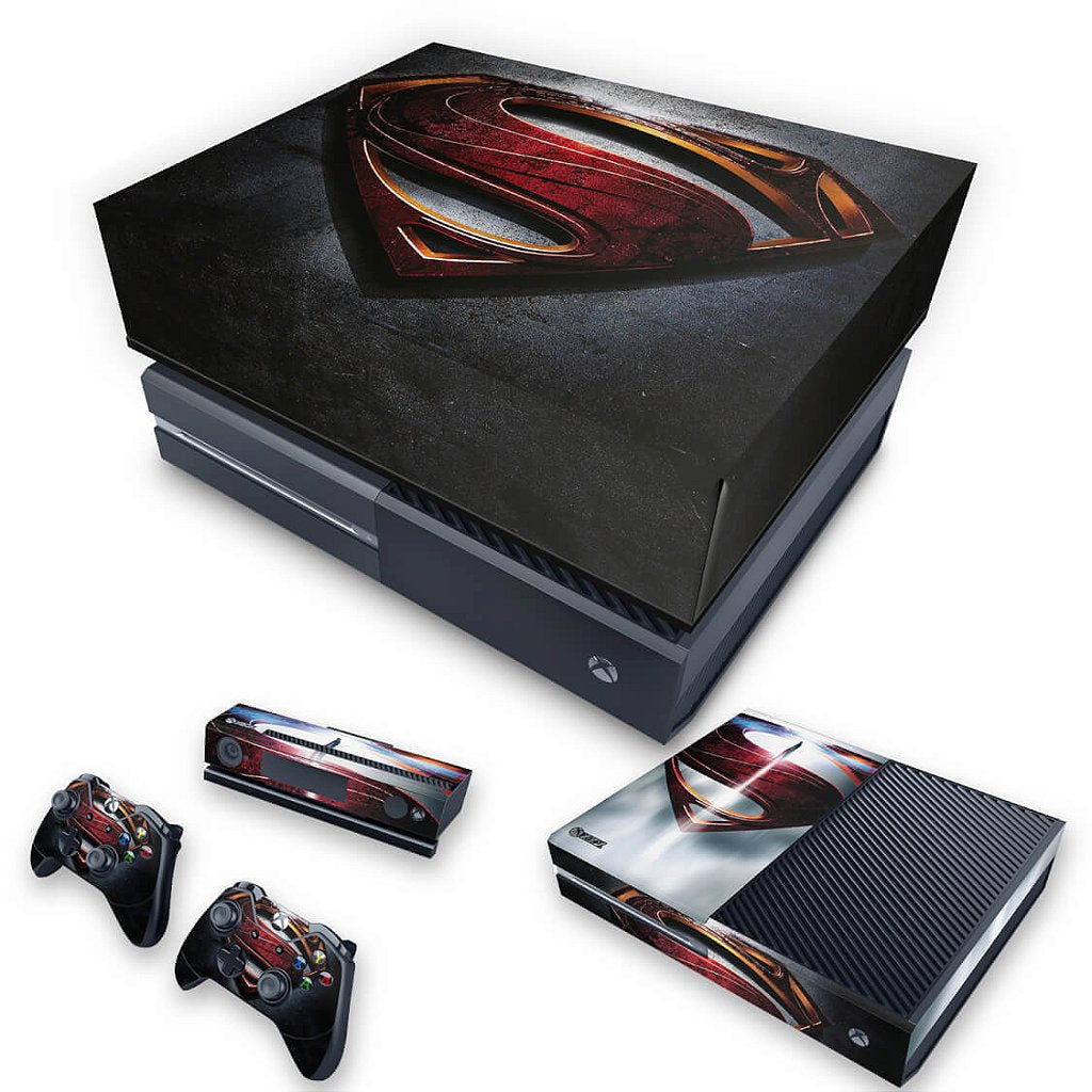 KIT Capa Anti Poeira e Skin Anti-Rage Xbox One Fat - Superman - Super Homem