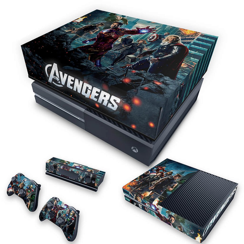 KIT Capa Anti Poeira e Skin Anti-Rage Xbox One Fat - The Avengers - Os Vingadores
