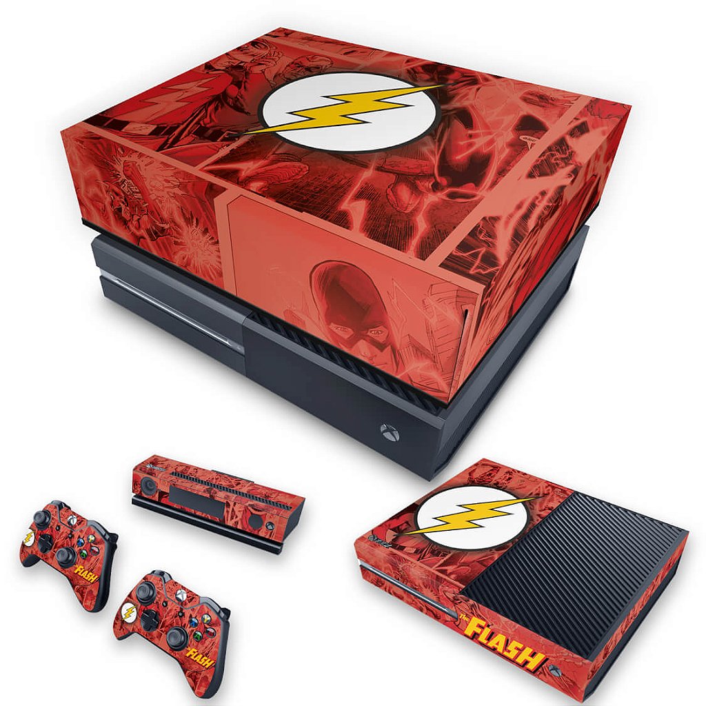 KIT Capa Anti Poeira e Skin Anti-Rage Xbox One Fat - The Flash Comics