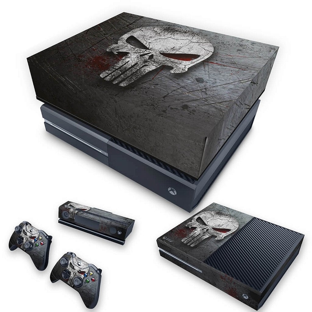 KIT Capa Anti Poeira e Skin Anti-Rage Xbox One Fat - The Punisher Justiceiro #b