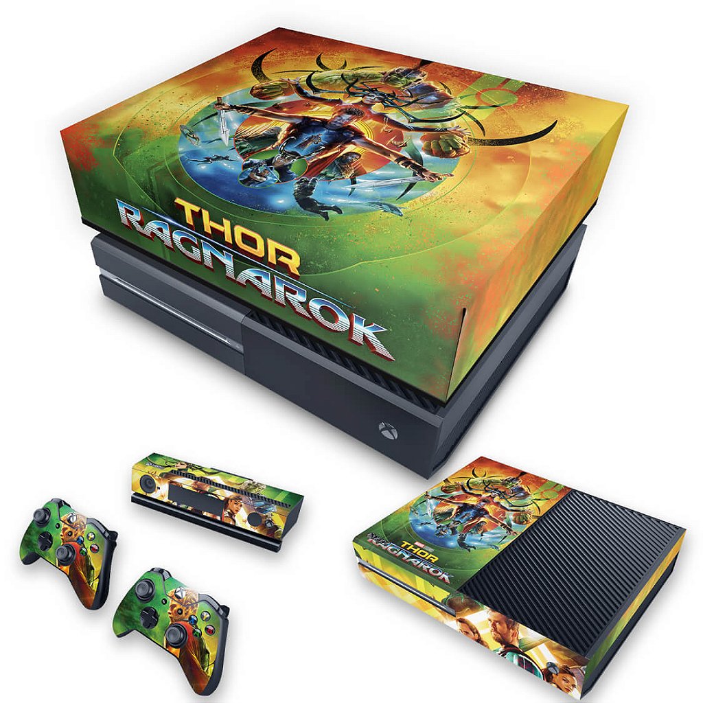 KIT Capa Anti Poeira e Skin Anti-Rage Xbox One Fat - Thor Ragnarok