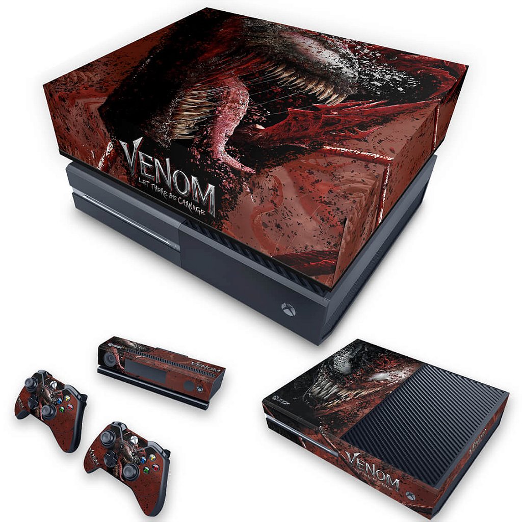 KIT Capa Anti Poeira e Skin Anti-Rage Xbox One Fat - Venom Tempo de Carnificina