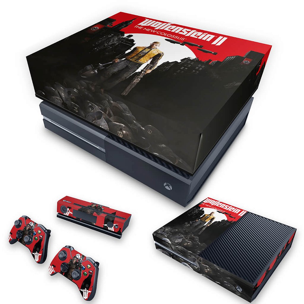 KIT Capa Anti Poeira e Skin Anti-Rage Xbox One Fat - Wolfenstein 2 New Order