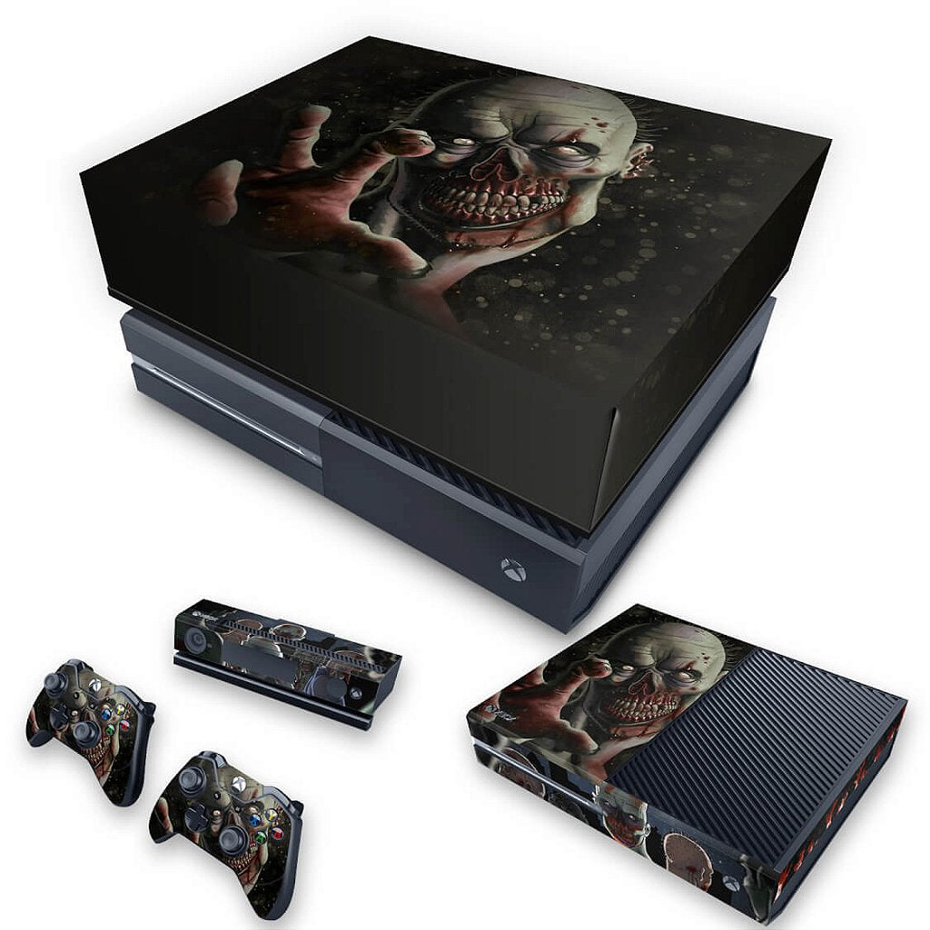 KIT Capa Anti Poeira e Skin Anti-Rage Xbox One Fat - Zombie Zumbi The Walking