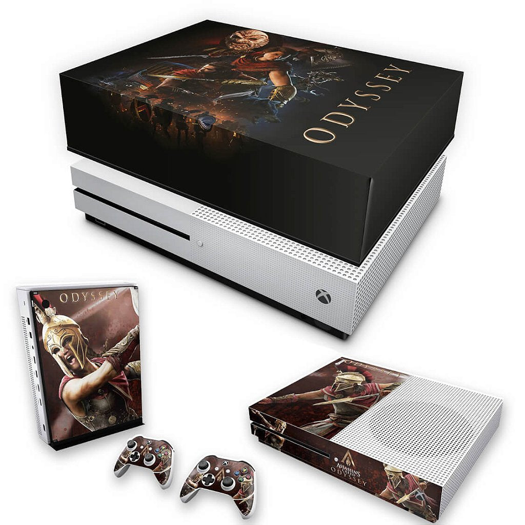 KIT Capa Anti Poeira e Skin Anti-Rage Xbox One S Slim - Assassins Creed Odyssey