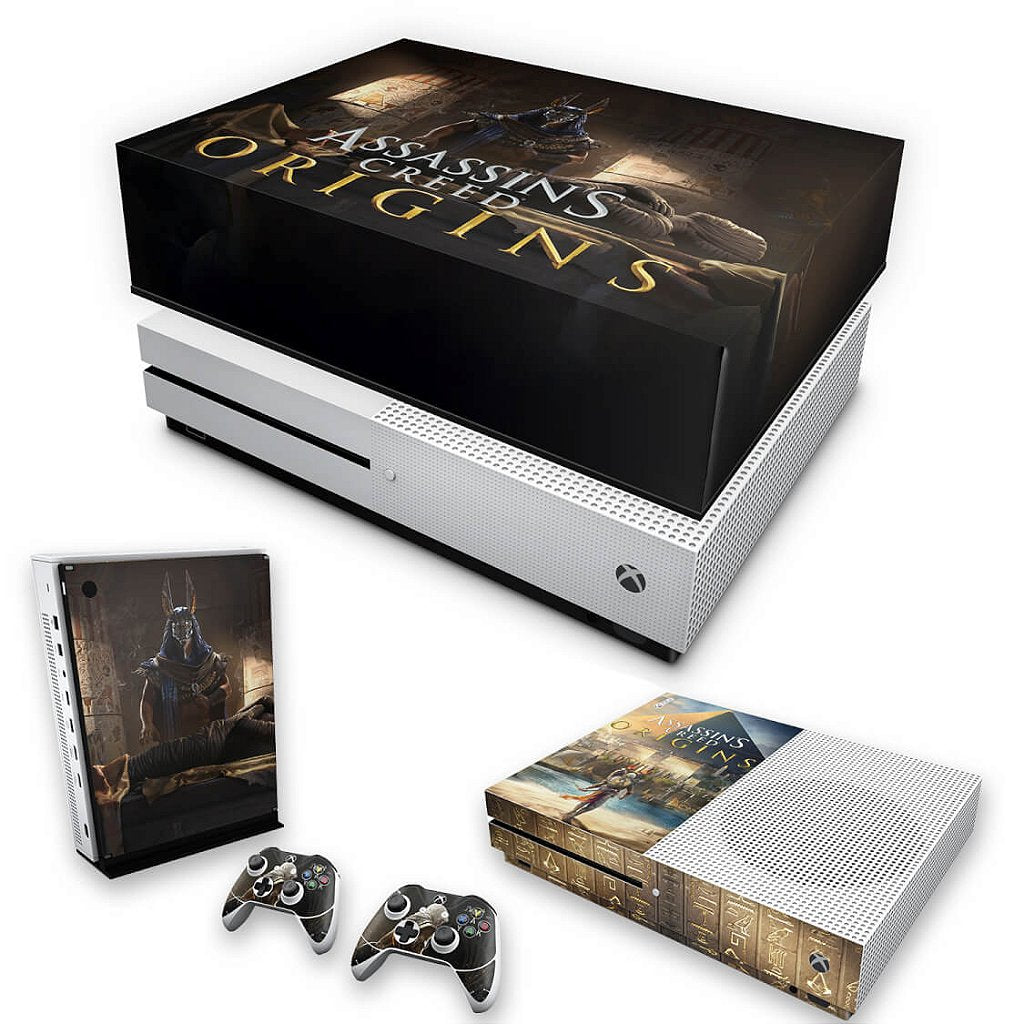 KIT Capa Anti Poeira e Skin Anti-Rage Xbox One S Slim - Assassin's Creed: Origins