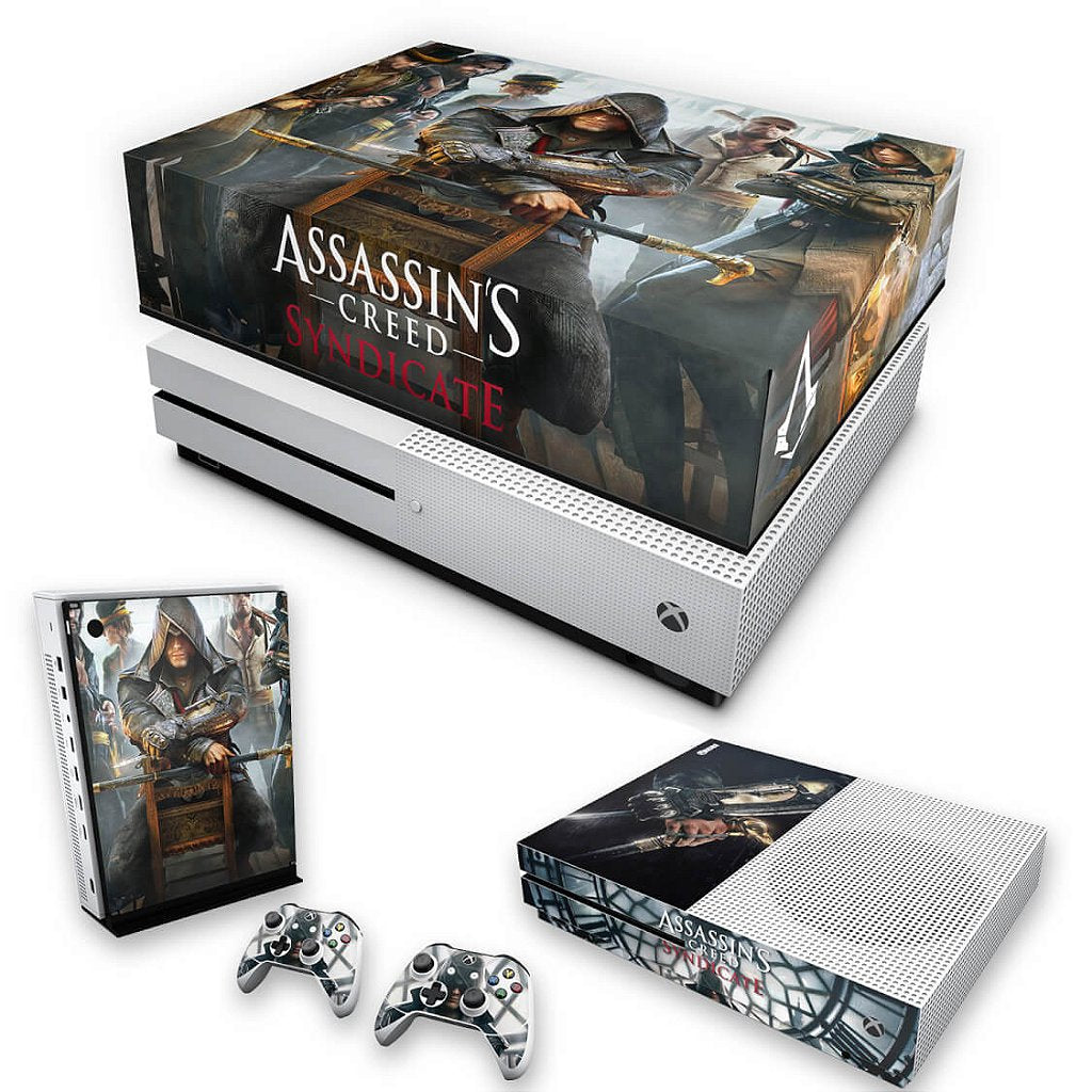 KIT Capa Anti Poeira e Skin Anti-Rage Xbox One S Slim - Assassin's Creed Syndicate