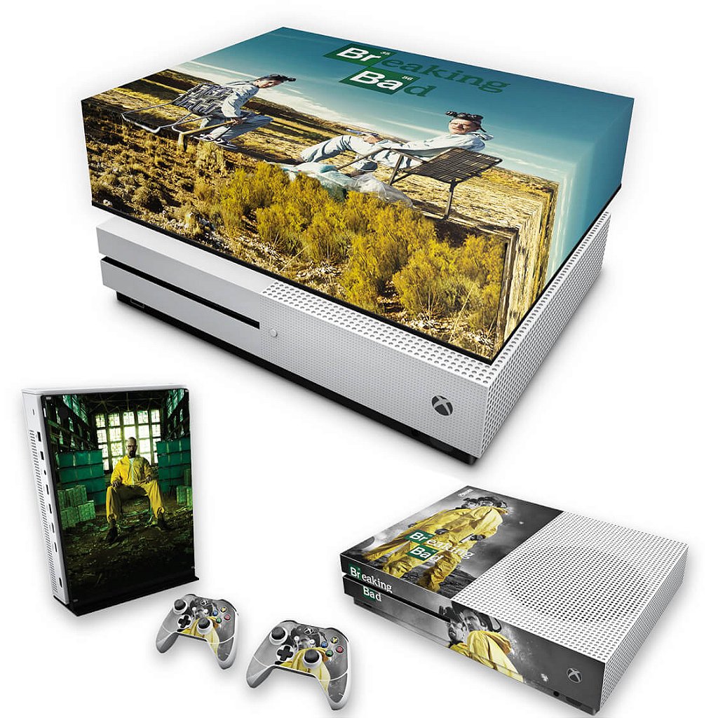 KIT Capa Anti Poeira e Skin Anti-Rage Xbox One S Slim - Breaking Bad