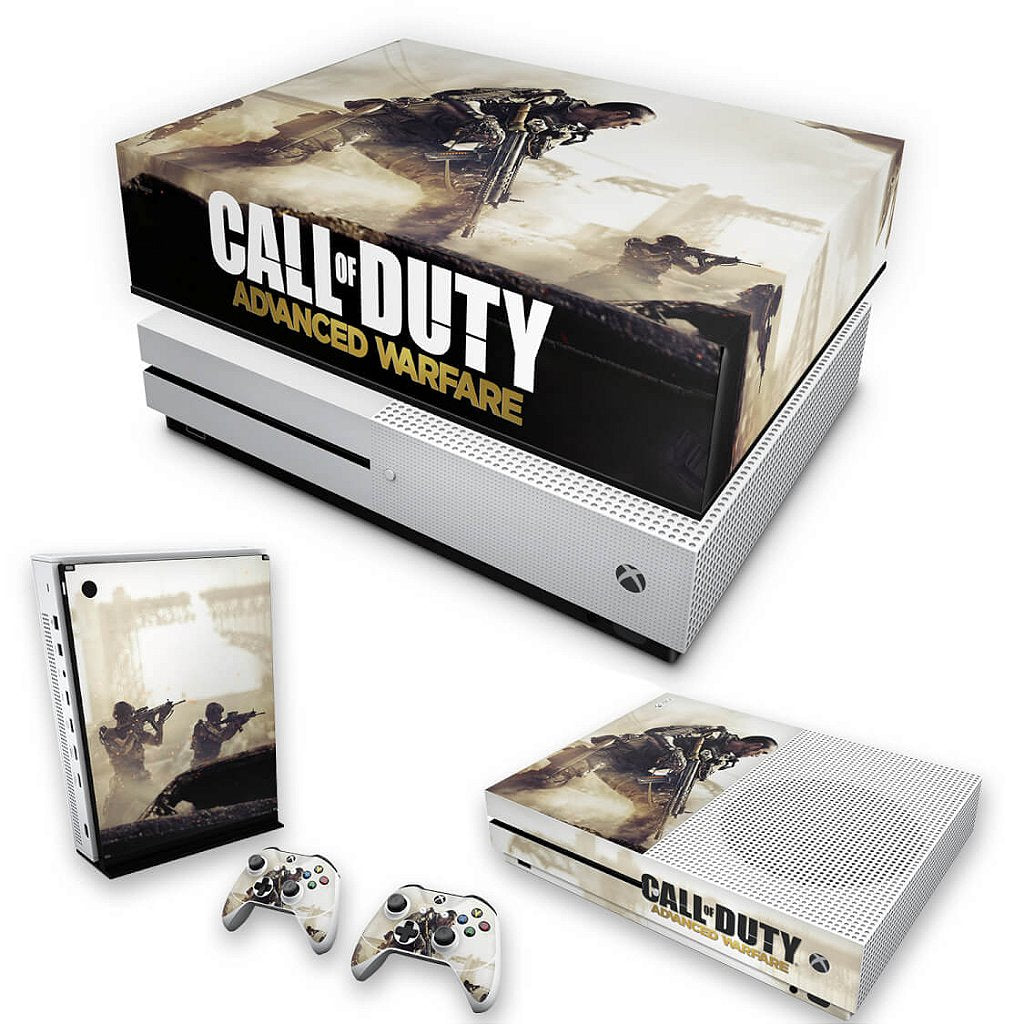 KIT Capa Anti Poeira e Skin Anti-Rage Xbox One S Slim - Call of Duty Advanced Warfare