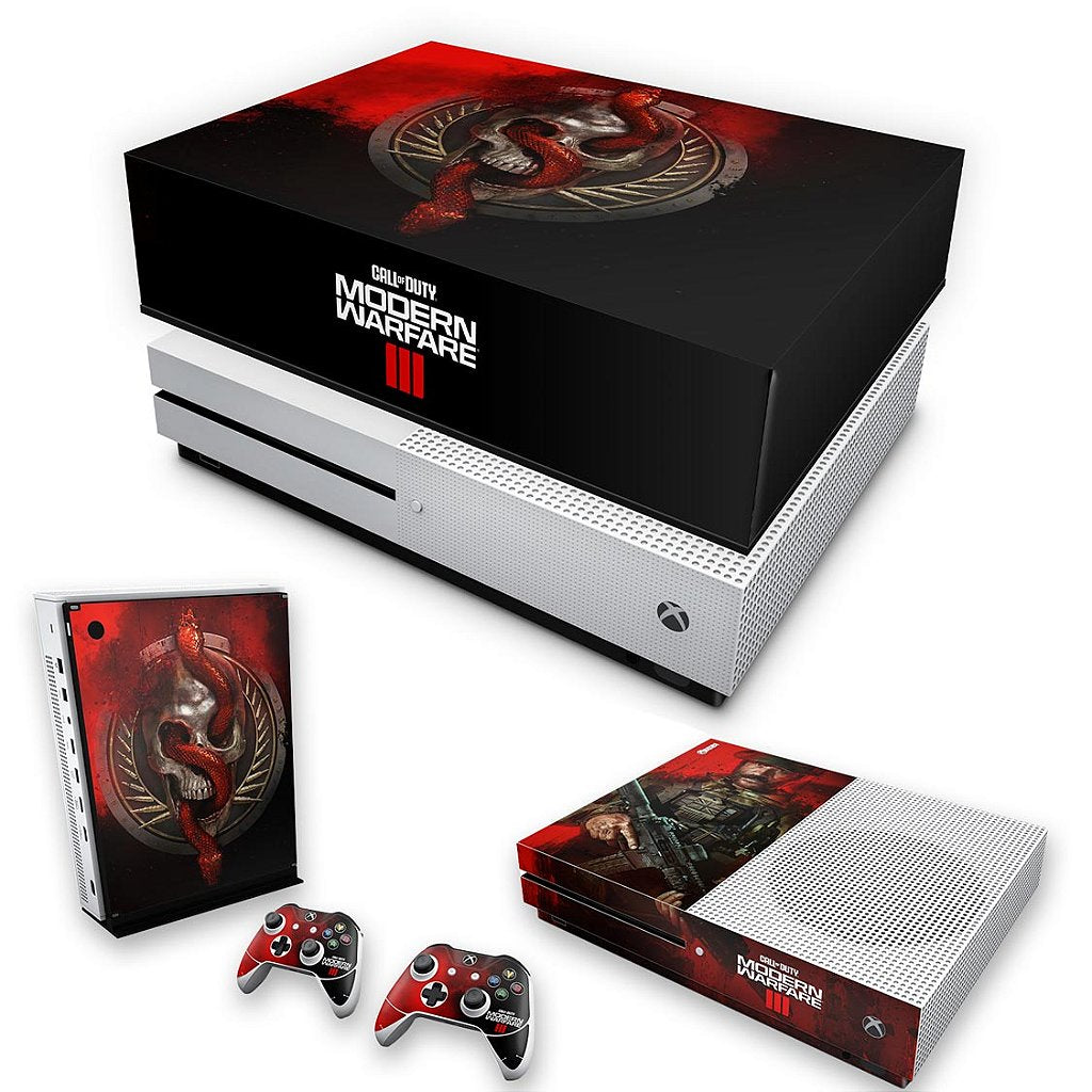 KIT Capa Anti Poeira e Skin Anti-Rage Xbox One S Slim - Call Of Duty Modern Warfare III