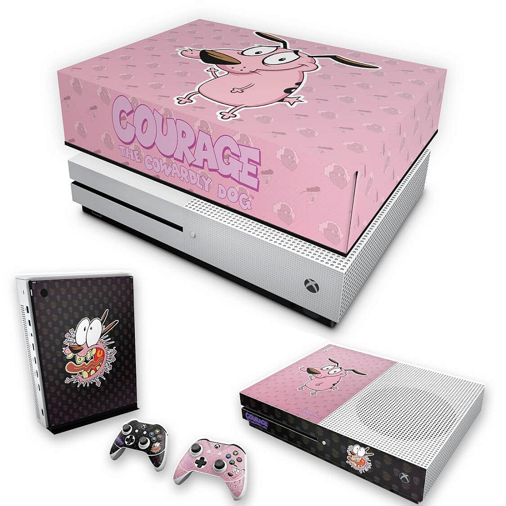 KIT Capa Anti Poeira e Skin Anti-Rage Xbox One S Slim - Coragem: O cão covarde