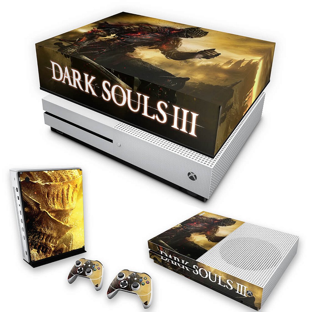 KIT Capa Anti Poeira e Skin Anti-Rage Xbox One S Slim - Dark Souls 3