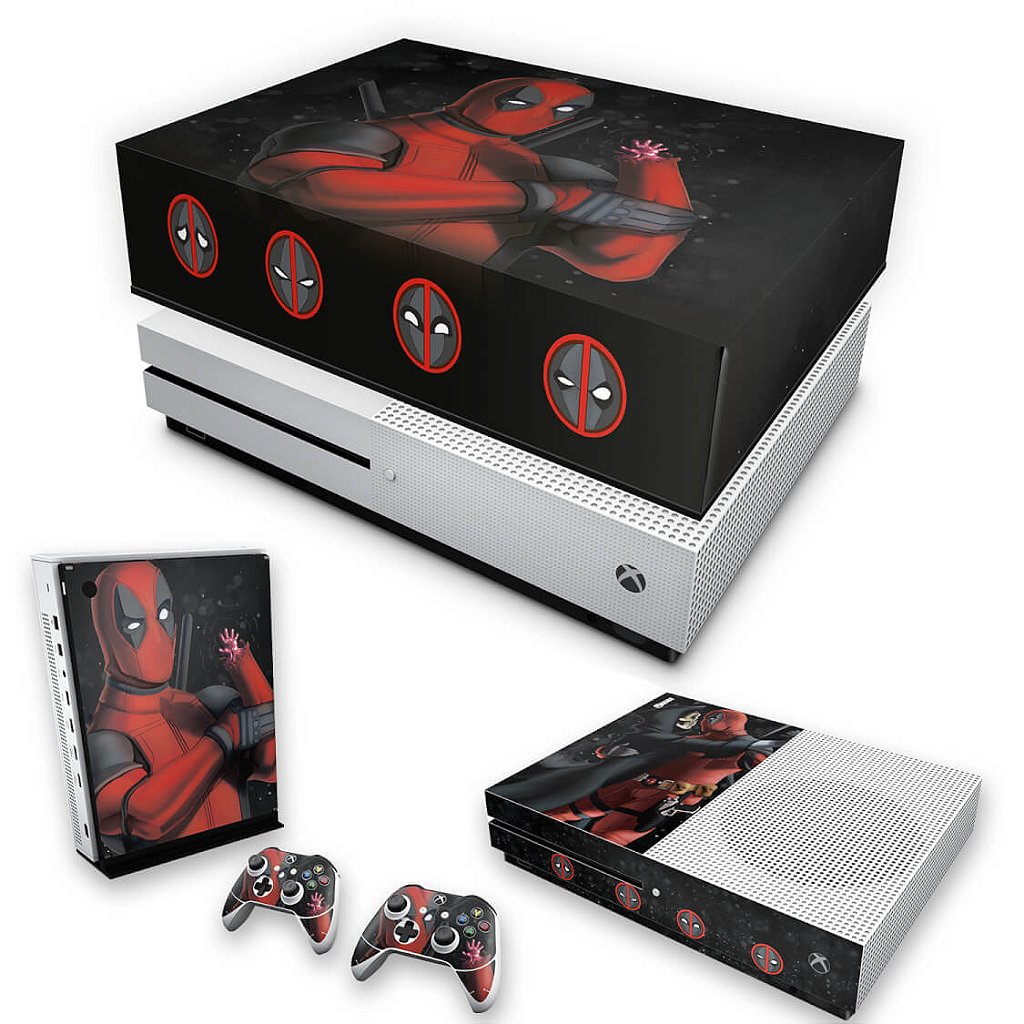 KIT Capa Anti Poeira e Skin Anti-Rage Xbox One S Slim - Deadpool 2