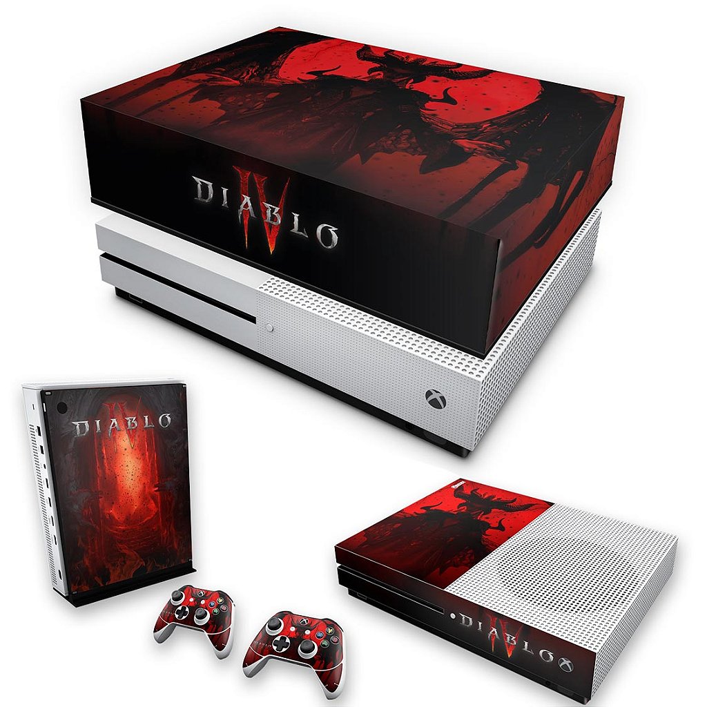 KIT Capa Anti Poeira e Skin Anti-Rage Xbox One S Slim - Diablo IV 4