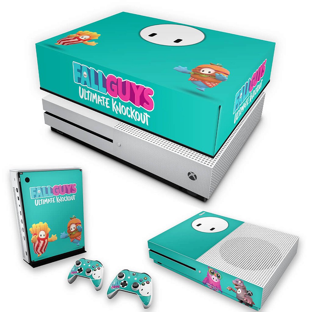 KIT Capa Anti Poeira e Skin Anti-Rage Xbox One S Slim - Fall Guys