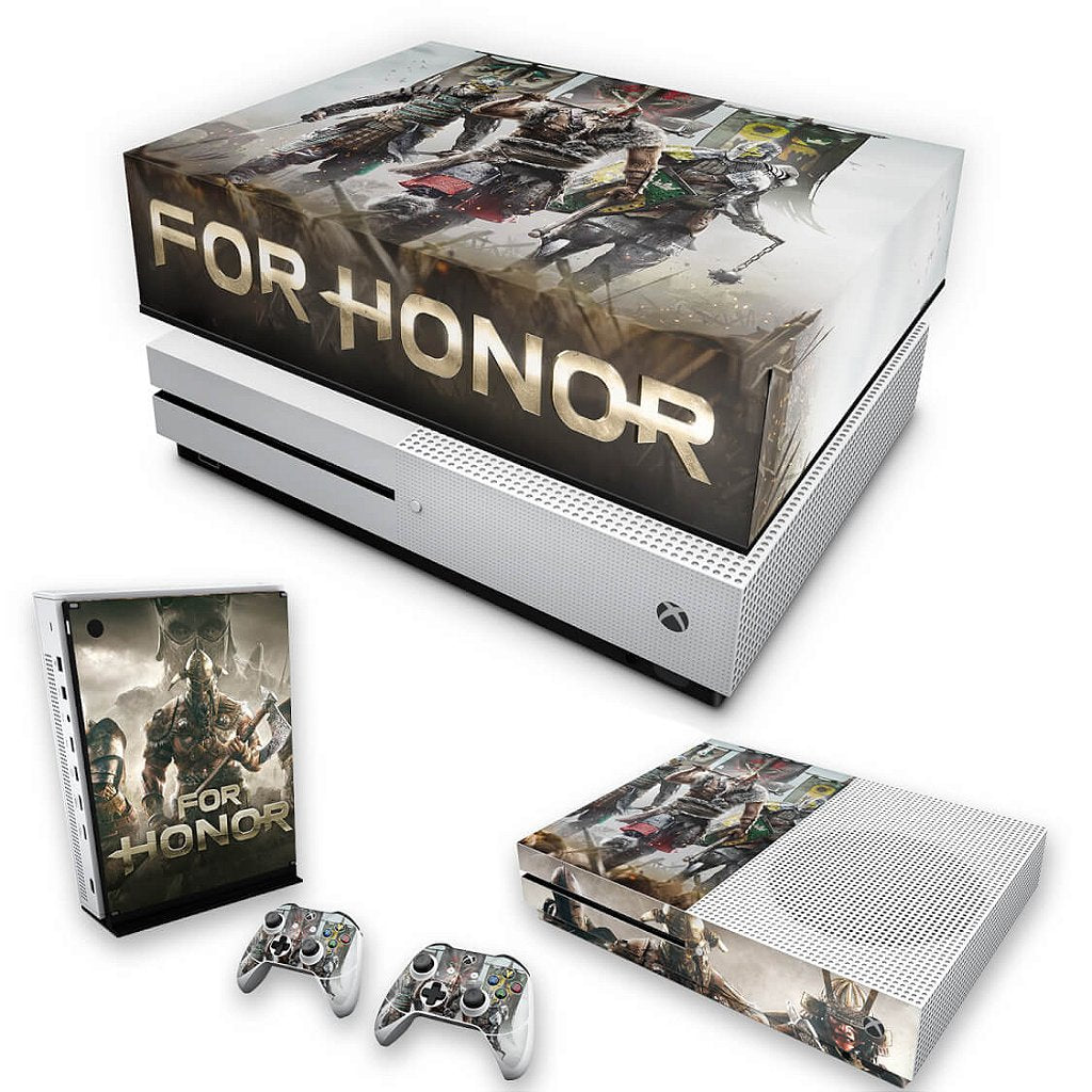KIT Capa Anti Poeira e Skin Anti-Rage Xbox One S Slim - For Honor