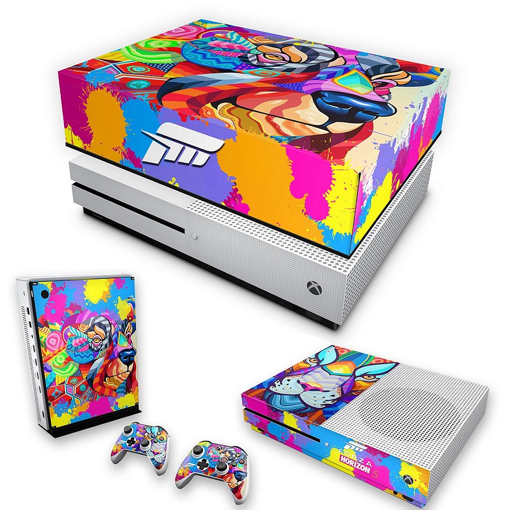 KIT Capa Anti Poeira e Skin Anti-Rage Xbox One S Slim - Forza Horizon 5