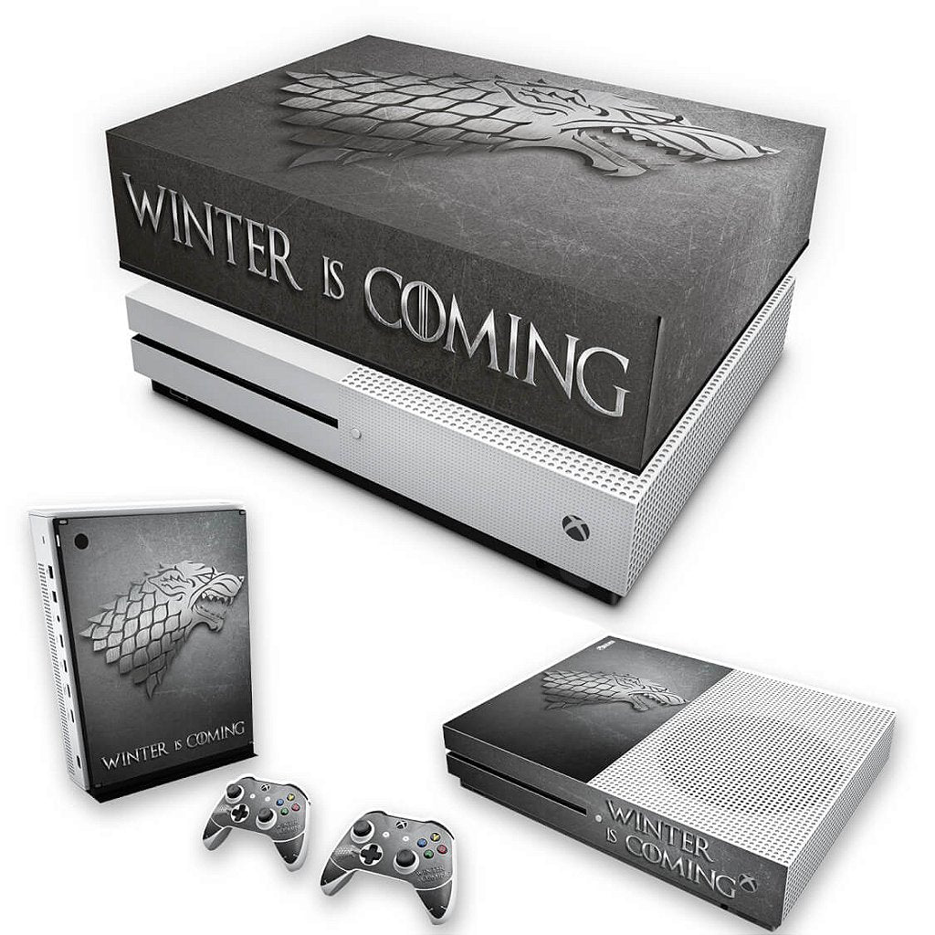 KIT Capa Anti Poeira e Skin Anti-Rage Xbox One S Slim - Game Of Thrones Stark