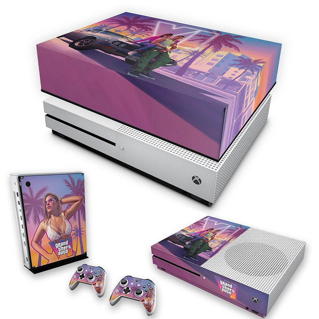 KIT Capa Anti Poeira e Skin Anti-Rage Xbox One S Slim - GTA 6 VI