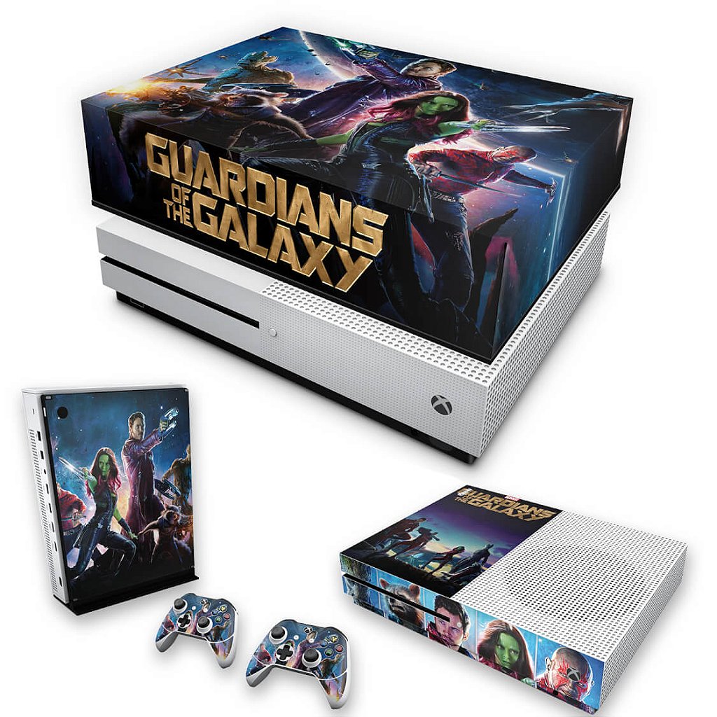 KIT Capa Anti Poeira e Skin Anti-Rage Xbox One S Slim - Guardiões da Galaxia