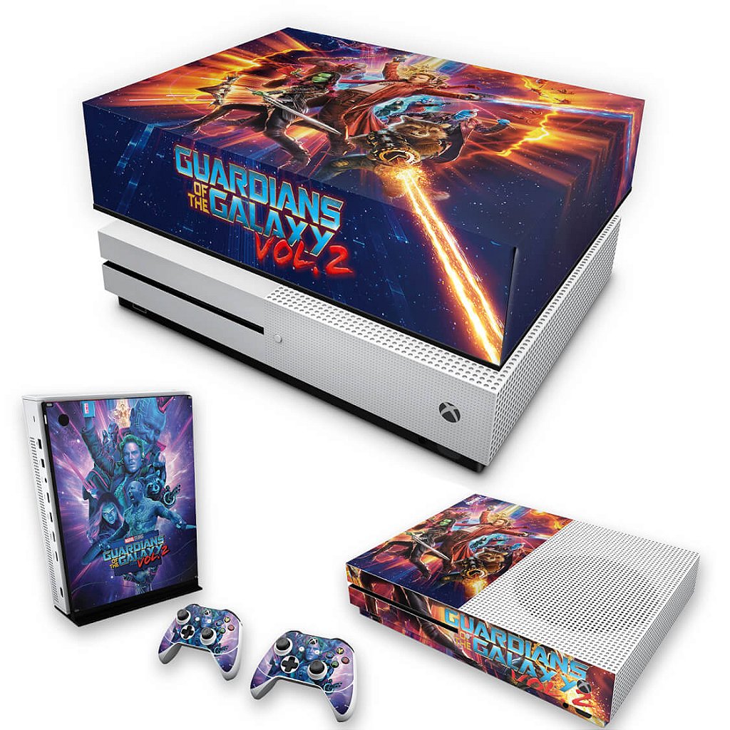 KIT Capa Anti Poeira e Skin Anti-Rage Xbox One S Slim - Guardiões da Galáxia Vol 2