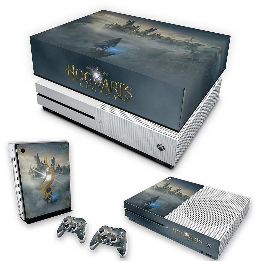 KIT Capa Anti Poeira e Skin Anti-Rage Xbox One S Slim - Hogwarts Legacy