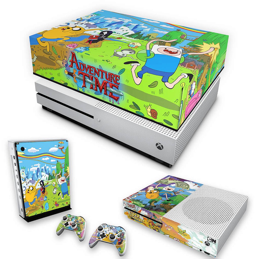 KIT Capa Anti Poeira e Skin Anti-Rage Xbox One S Slim - Hora de Aventura