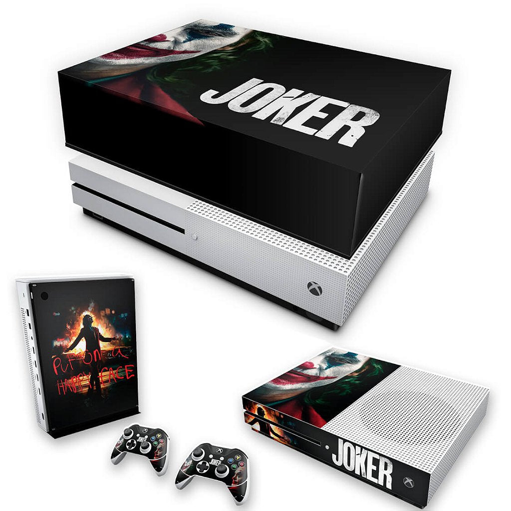 KIT Capa Anti Poeira e Skin Anti-Rage Xbox One S Slim - Joker Coringa Filme