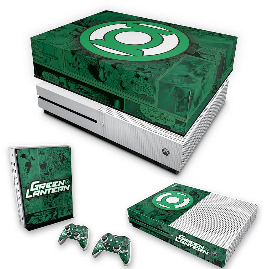 KIT Capa Anti Poeira e Skin Anti-Rage Xbox One S Slim - Lanterna Verde Comics