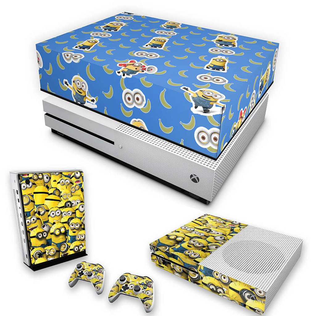 KIT Capa Anti Poeira e Skin Anti-Rage Xbox One S Slim - Minions