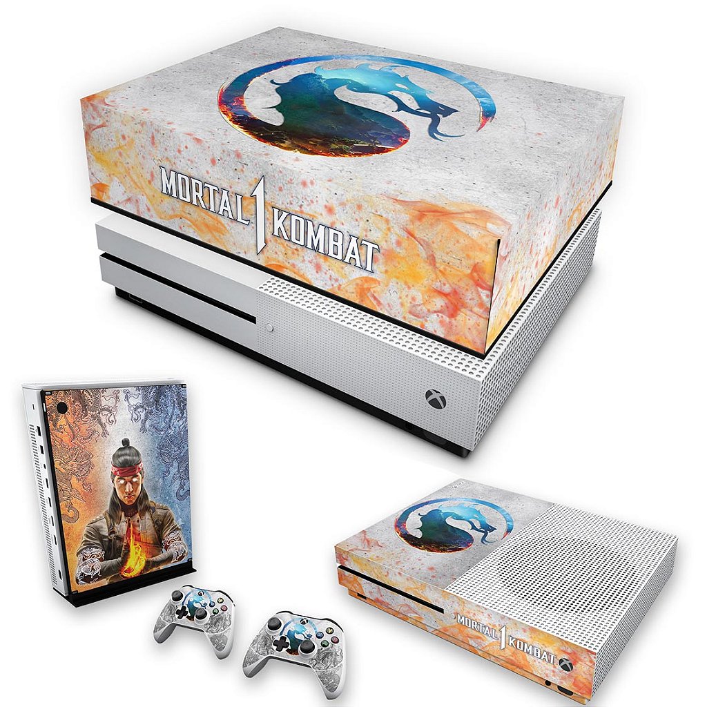 KIT Capa Anti Poeira e Skin Anti-Rage Xbox One S Slim - Mortal Kombat 1