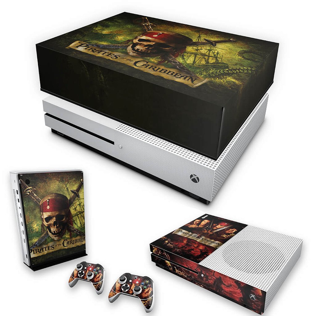 KIT Capa Anti Poeira e Skin Anti-Rage Xbox One S Slim - Piratas do Caribe
