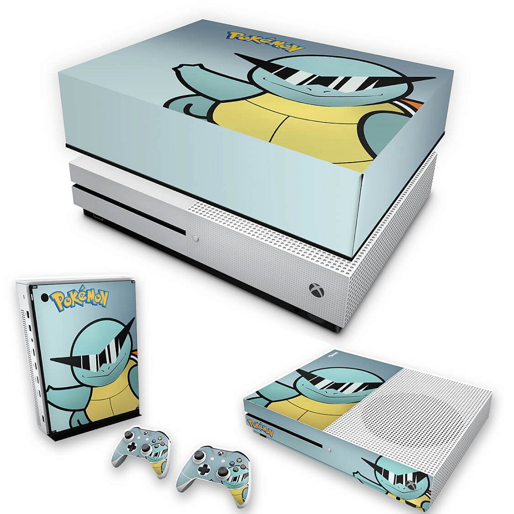 KIT Capa Anti Poeira e Skin Anti-Rage Xbox One S Slim - Pokemon Squirtle