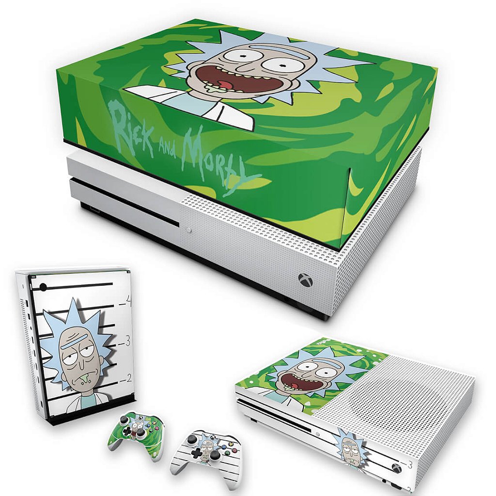 KIT Capa Anti Poeira e Skin Anti-Rage Xbox One S Slim - Rick Rick and Morty