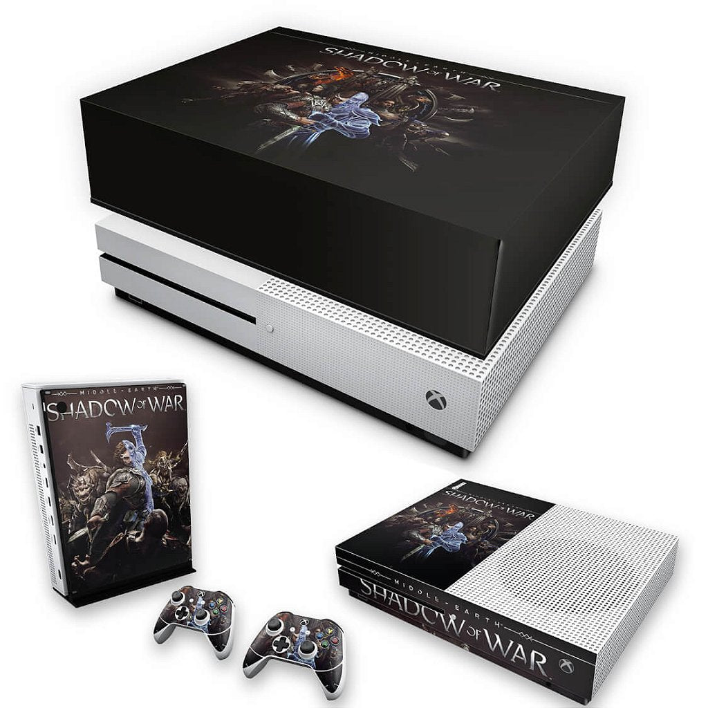 KIT Capa Anti Poeira e Skin Anti-Rage Xbox One S Slim - Shadow of War