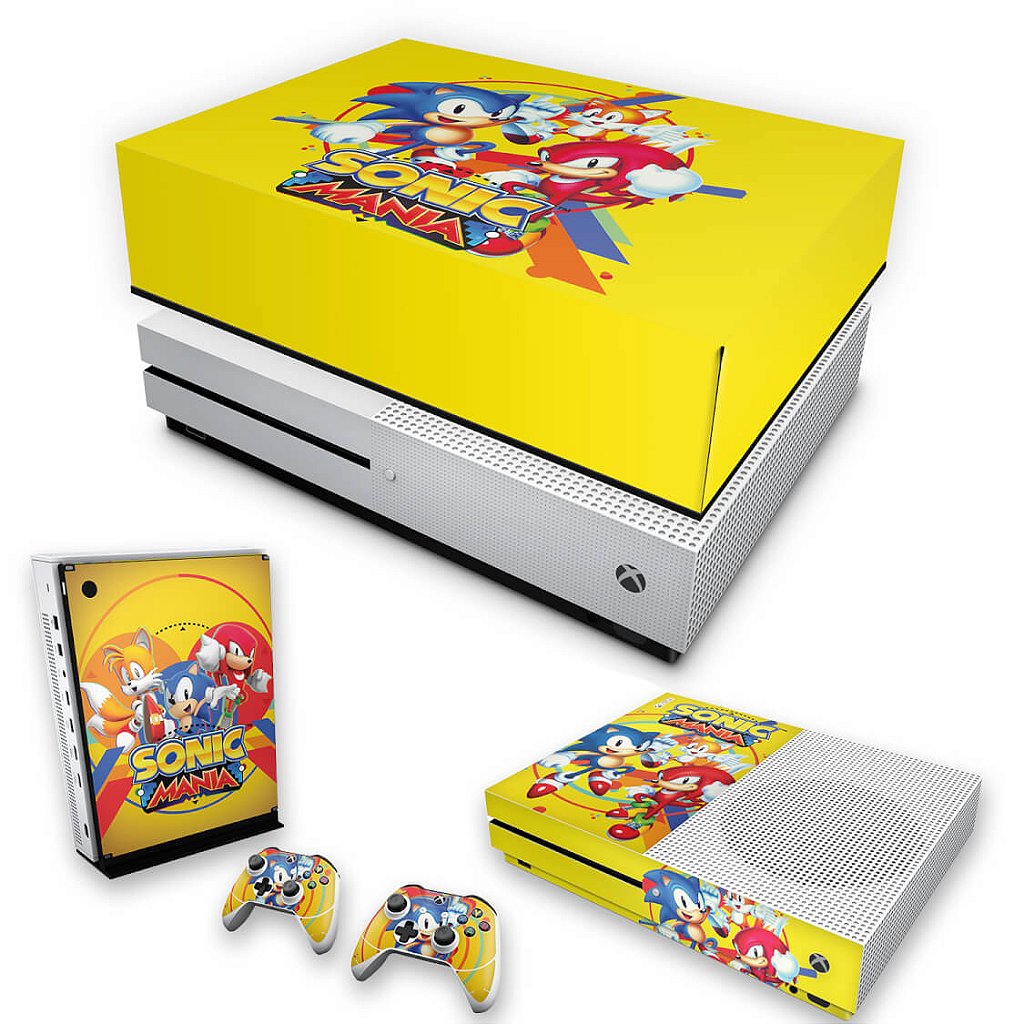 KIT Capa Anti Poeira e Skin Anti-Rage Xbox One S Slim - Sonic Mania
