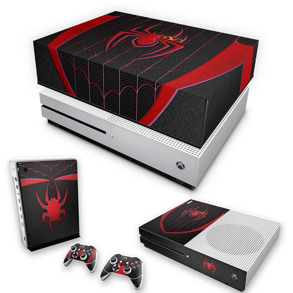 KIT Capa Anti Poeira e Skin Anti-Rage Xbox One S Slim - Spider-Man: Miles Morales