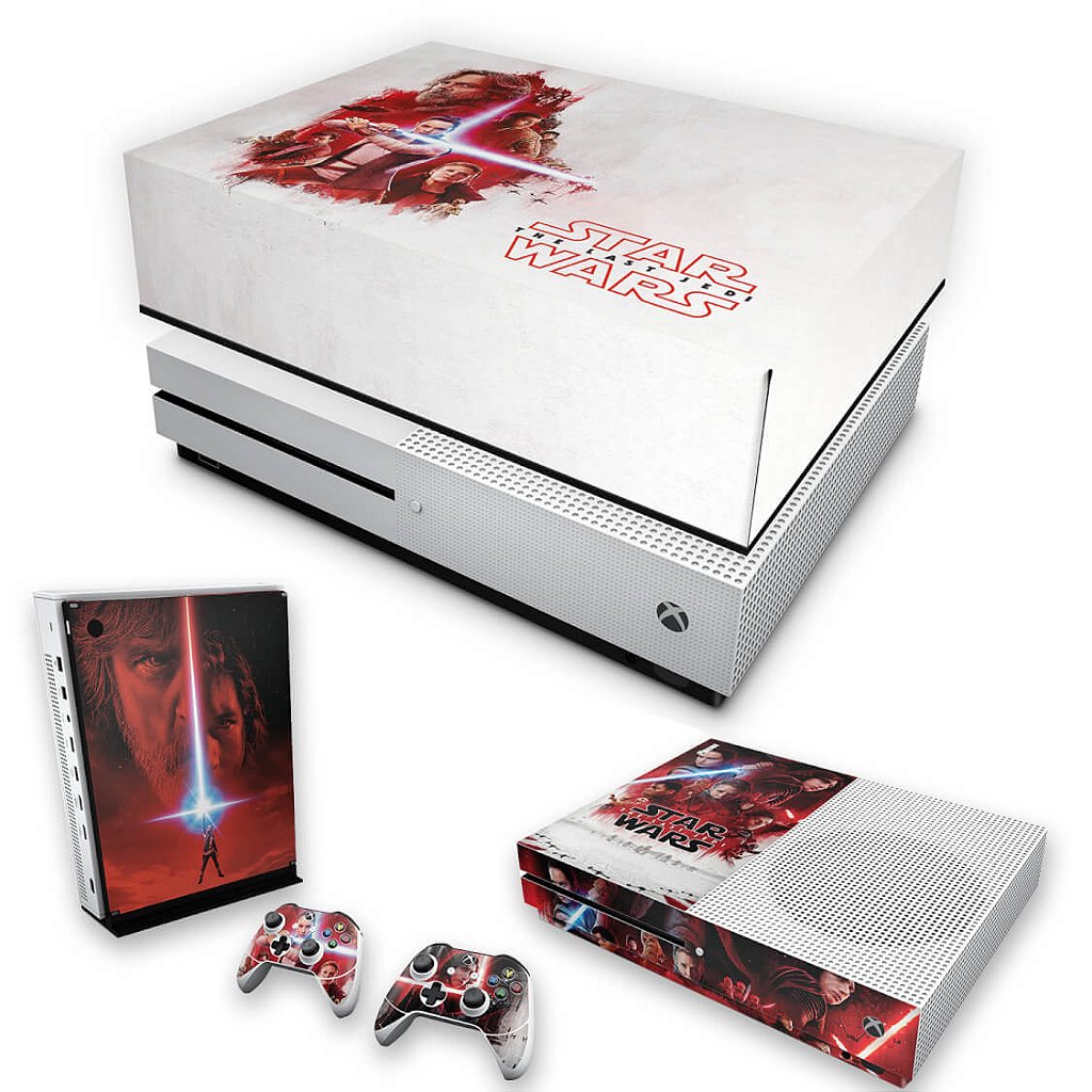 KIT Capa Anti Poeira e Skin Anti-Rage Xbox One S Slim - Star Wars The Last Jedi