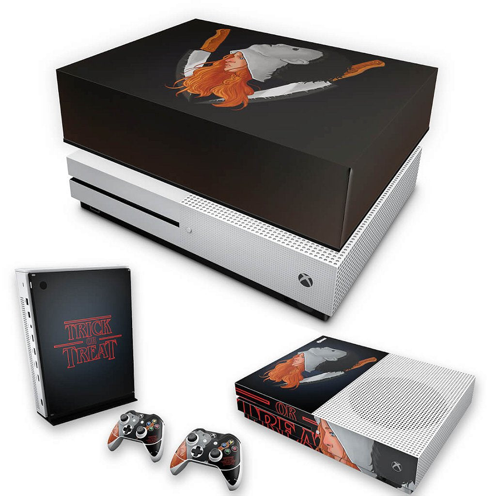 KIT Capa Anti Poeira e Skin Anti-Rage Xbox One S Slim - Stranger Things Max