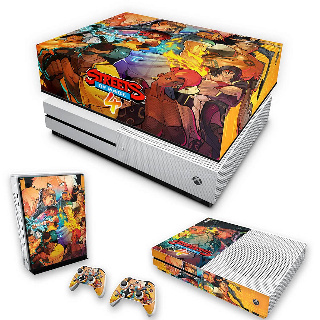 KIT Capa Anti Poeira e Skin Anti-Rage Xbox One S Slim - Streets of Rage 4