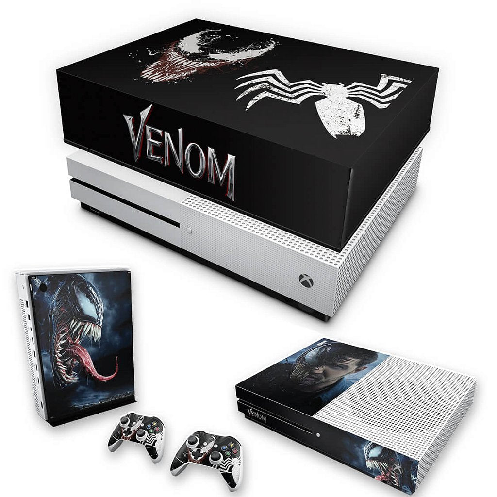 KIT Capa Anti Poeira e Skin Anti-Rage Xbox One S Slim - Venom