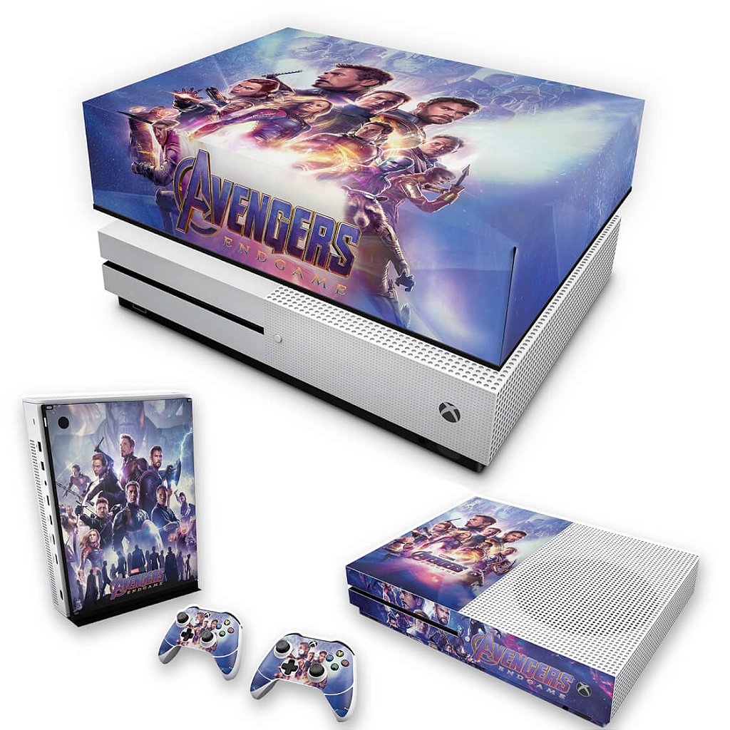 KIT Capa Anti Poeira e Skin Anti-Rage Xbox One S Slim - Vingadores Ultimato Endgame