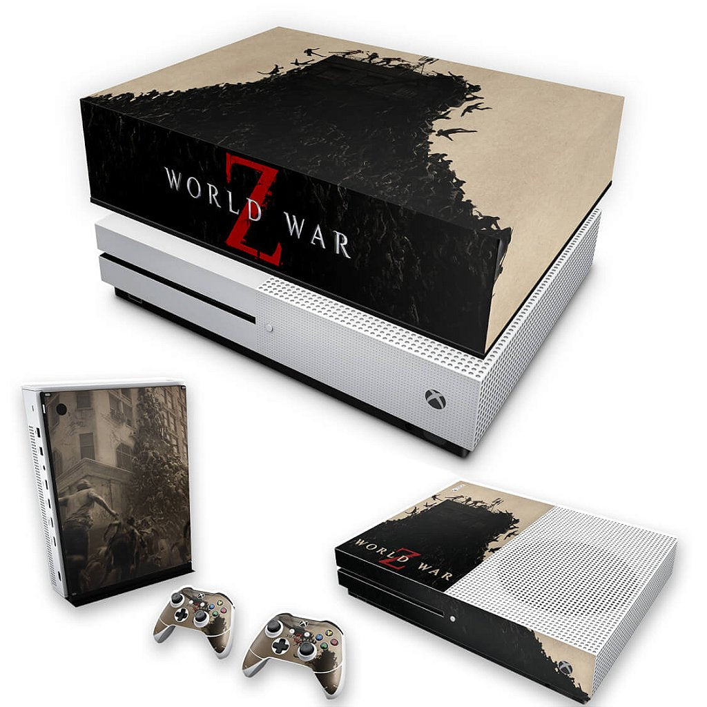 KIT Capa Anti Poeira e Skin Anti-Rage Xbox One S Slim - World War Z