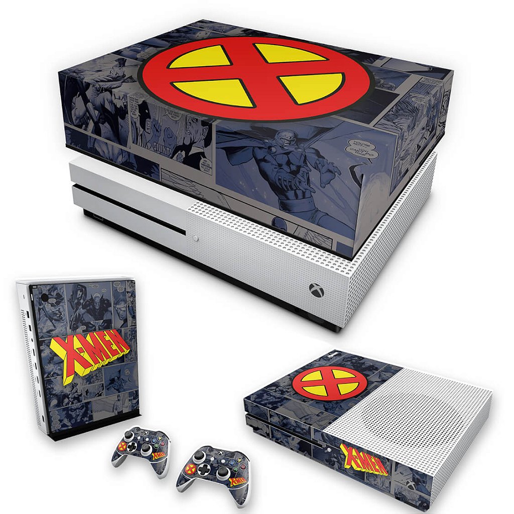 KIT Capa Anti Poeira e Skin Anti-Rage Xbox One S Slim - X-Men Comics