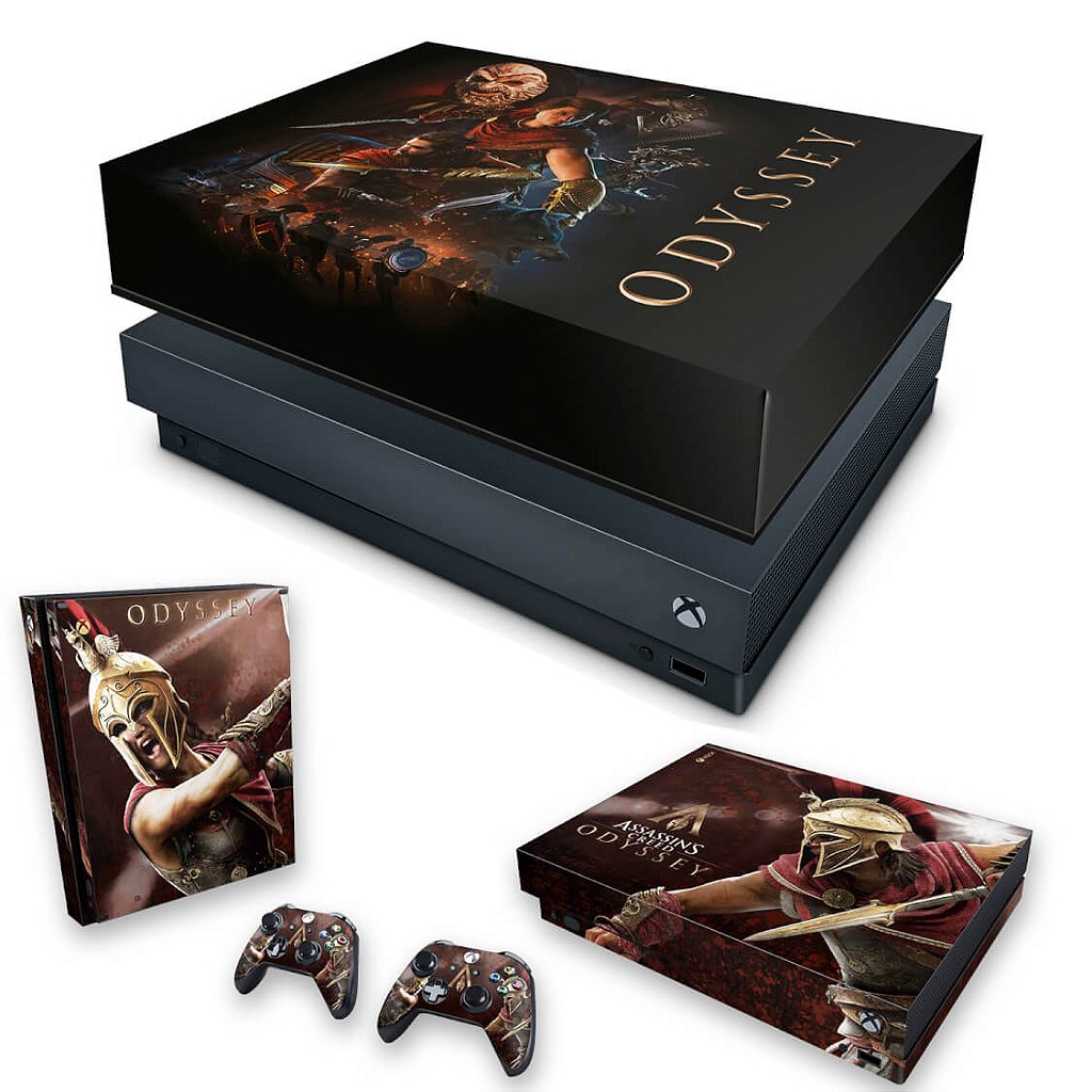 KIT Capa Anti Poeira e Skin Anti-Rage Xbox One X - Assassin's Creed Odyssey