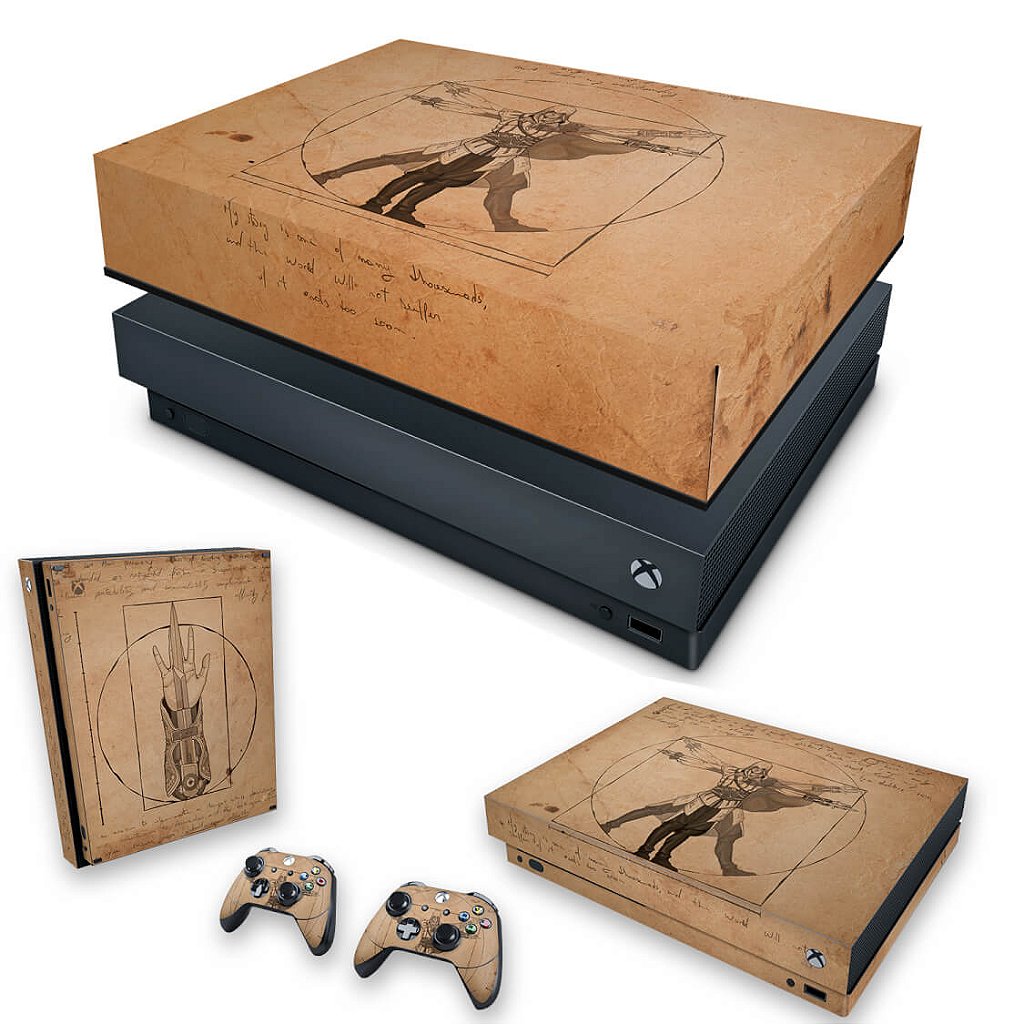 KIT Capa Anti Poeira e Skin Anti-Rage Xbox One X - Assassin’s Creed Vitruviano