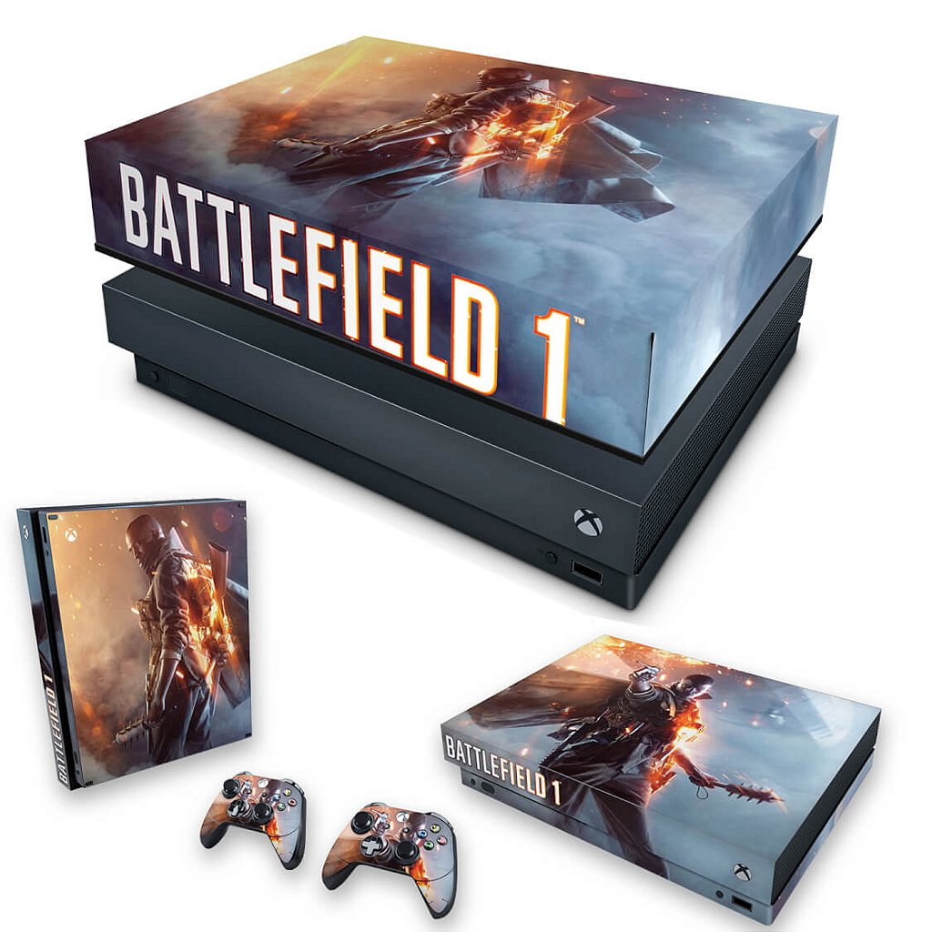 KIT Capa Anti Poeira e Skin Anti-Rage Xbox One X - Battlefield 1